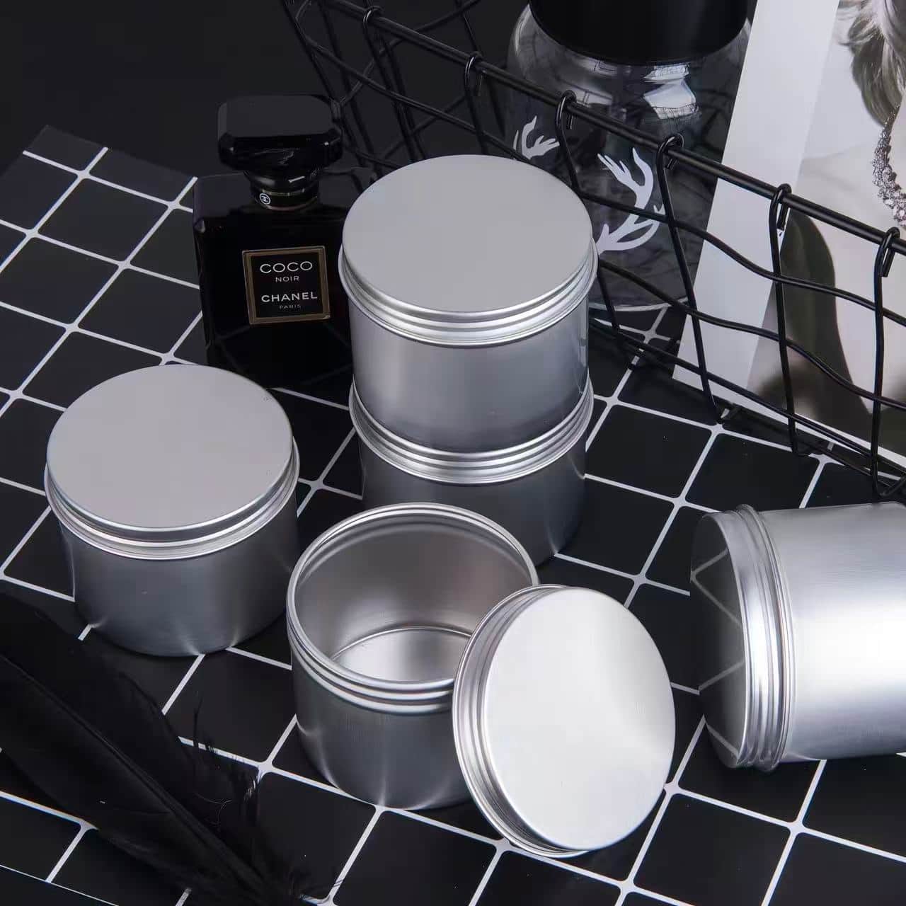 Rectangular Cookie Tin Box with Hinged Lid